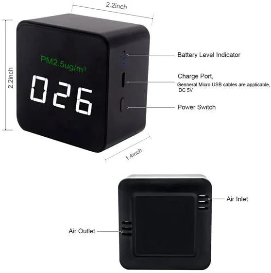 دستگاه سنجش کیفیت هوا ZCBYBT PM2.5، مانیتور آلودگی هوای داخلی بلادرنگ، تستر مه قابل حمل، مانیتور هوای خودرو دستگاه سنجش کیفیت هوا ZCBYBT PM2.5، مانیتور آلودگی هوای داخلی بلادرنگ، تستر مه قابل حمل، مانیتور هوای خودرو