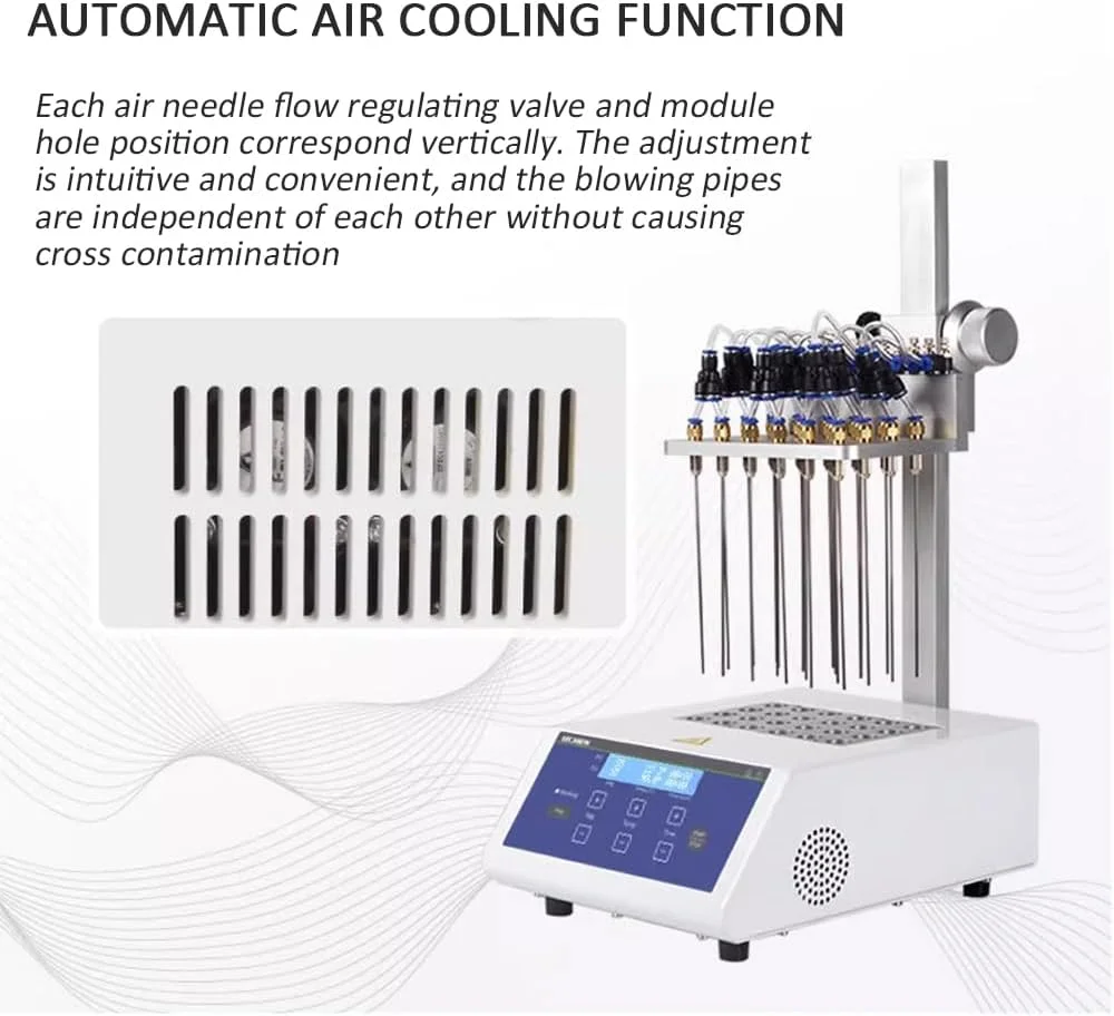 دستگاه دمش نیتروژن خشک ZCBYBT با محافظت در برابر دمای بیش از حد، کنترل PID و صفحه نمایش LCD برای آزمایش های دارویی و پزشکی، Lcdcy12gp