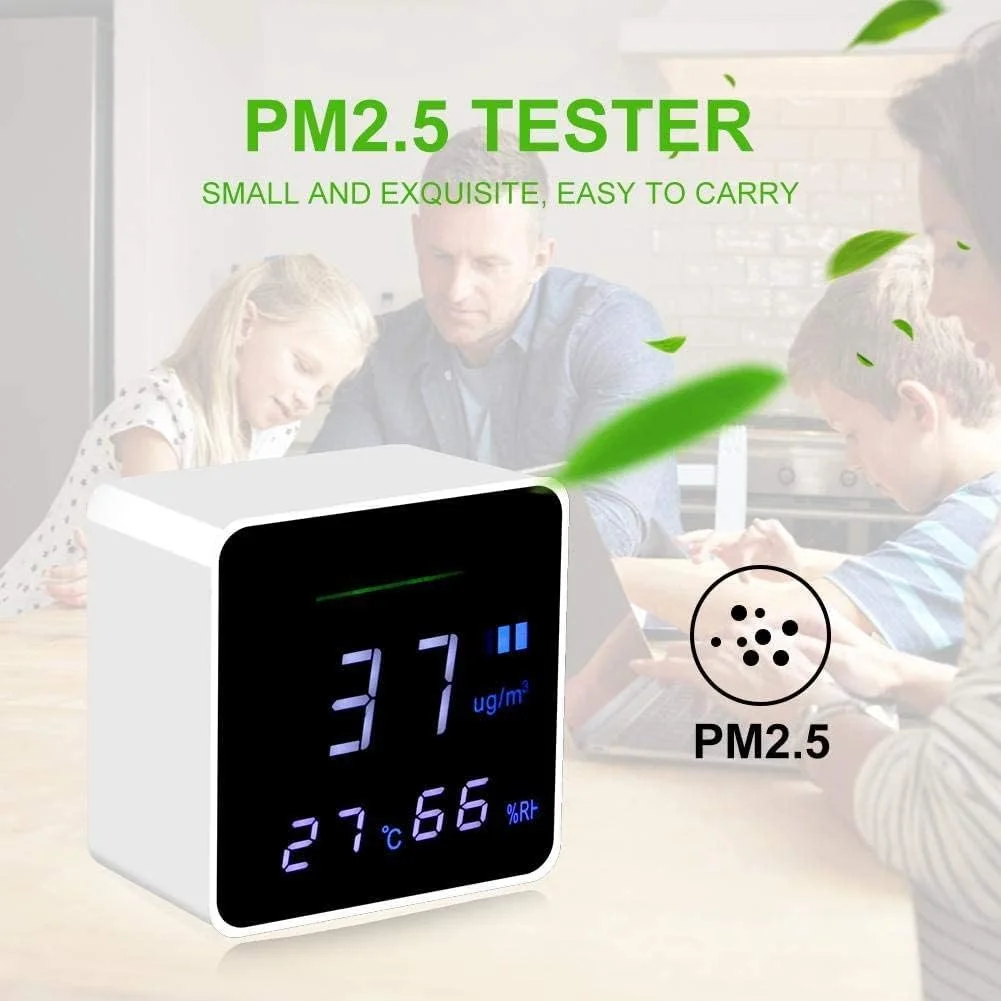 دستگاه سنجش کیفیت هوا ZCBYBT، تستر قابل حمل PM2.5، ابزار تست دما و رطوبت، هشدار تغییر رنگ هوشمند، با USB با قابلیت کارکرد 4-5 ساعت