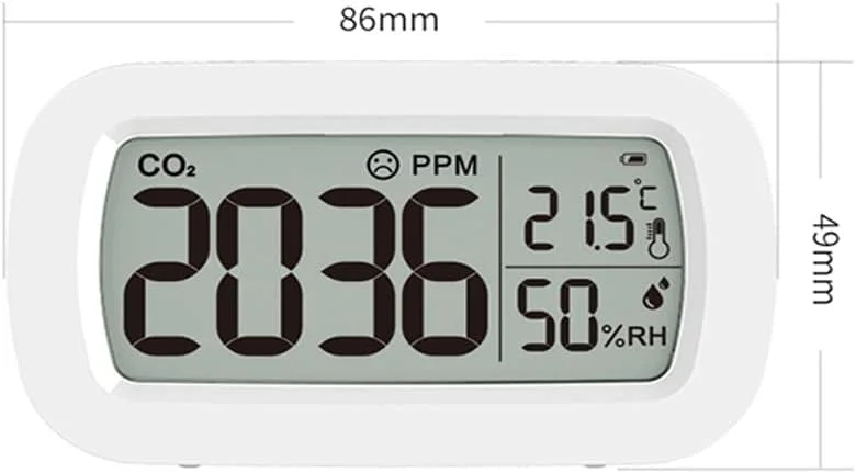 دستگاه سنجش کیفیت هوا ZCBYBT، ردیاب CO2، حسگر حرفه ای دما و رطوبت، نمایش لحظه ای، مناسب برای خانه، دفتر، باغ و غیره