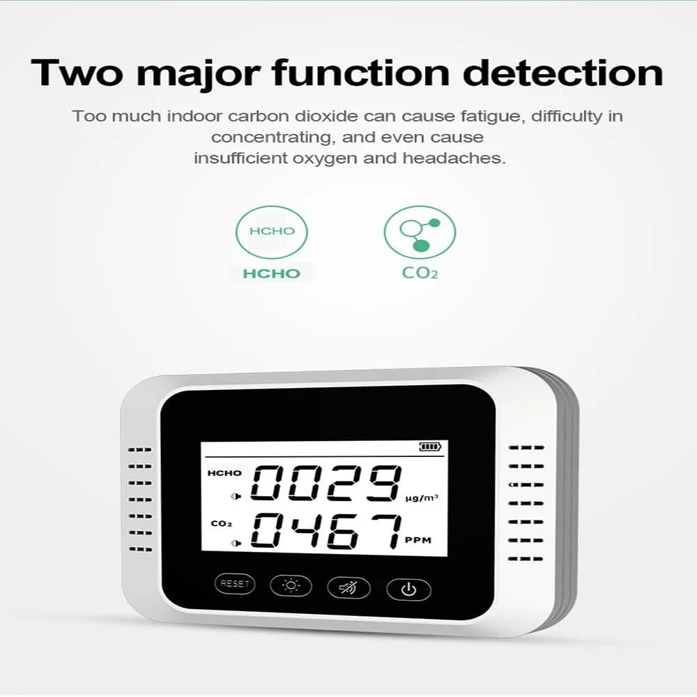 دستگاه سنجش کیفیت هوا ZCBYBT، ردیاب دی اکسید کربن، مانیتور CO2، فرمالدهید متر برای باشگاه ها، دفاتر، کلاس های درس، خانه و خودرو