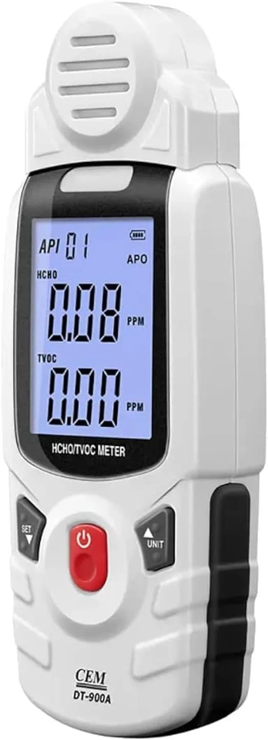 دستگاه سنجش فرمالدهید HCHO و TVOC مدل DT-900A یوکیو تایم (YuqiaoTime) توسط CEM، نمایشگر لحظه ای آلودگی هوا، مناسب برای خانه، اتاق، مبلمان، اسباب بازی و اماکن عمومی