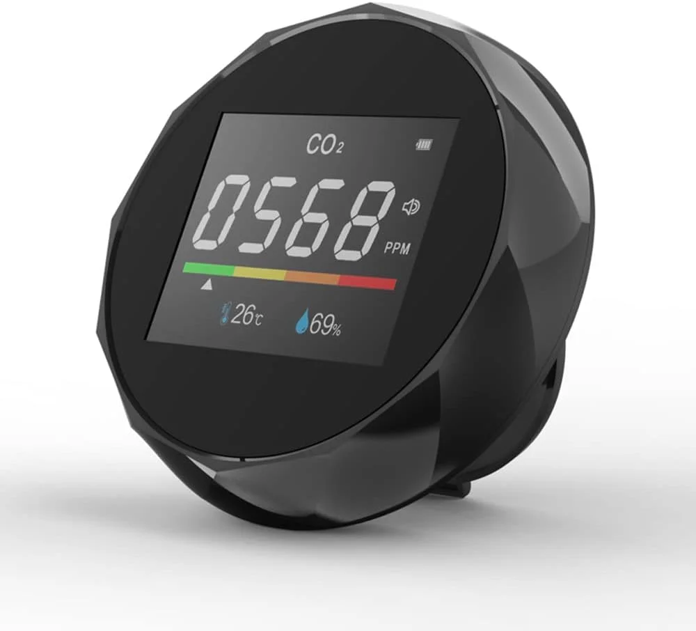 دستگاه سنجش کیفیت هوا ZCBYBT، آشکارساز CO2 با حسگر NDIR، کاربری آسان، دقت 99%، نمایش دما و رطوبت، دارای منبع تغذیه USB و باتری قابل شارژ