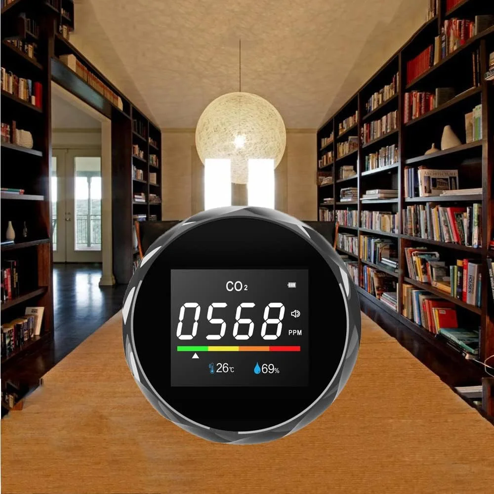 دستگاه سنجش کیفیت هوا ZCBYBT، آشکارساز CO2 با حسگر NDIR، کاربری آسان، دقت 99%، نمایش دما و رطوبت، دارای منبع تغذیه USB و باتری قابل شارژ