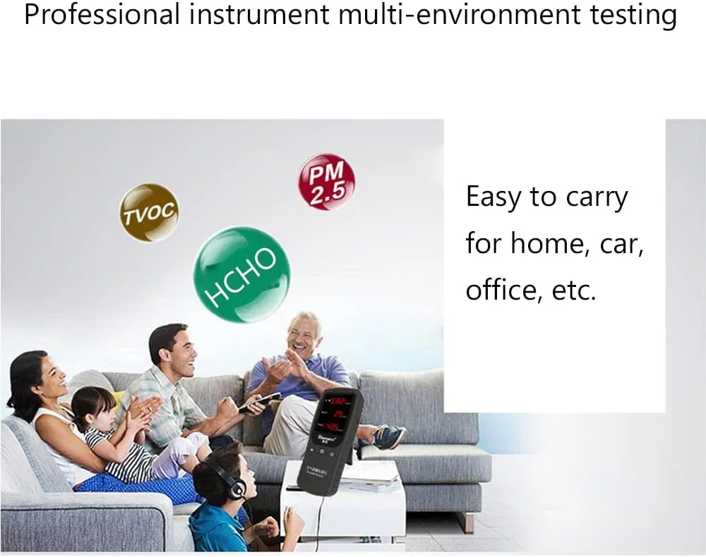 دستگاه سنجش کیفیت هوا ZCBYBT، ردیاب HCHO PM2.5 TVOC، مقدار عددی دقیق، کالیبراسیون هوشمند، حمل آسان، مناسب برای خانه، ماشین، دفتر و غیره