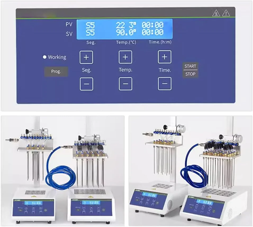 دستگاه دمش نیتروژن خشک ZCBYBT با محافظت در برابر دمای بیش از حد، کنترل PID و صفحه نمایش LCD برای آزمایش های دارویی و پزشکی، Lcdcy24gp