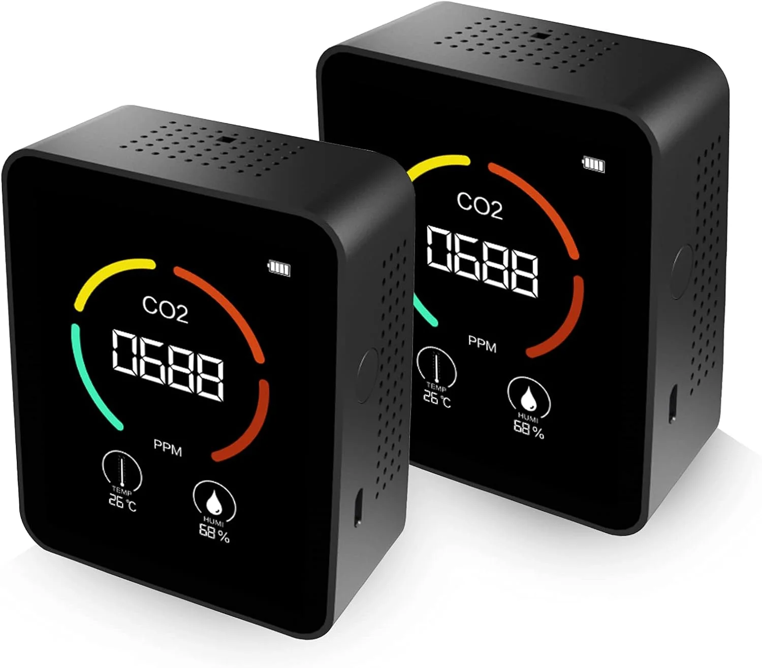 دستگاه تشخیص دی اکسید کربن 3 در 1 یوسانل، مانیتور کیفیت هوا، آنالیزور دما و رطوبت هوا، 2 عدد، CO2 متر دیجیتال برای خانه و محل کار دستگاه تشخیص دی اکسید کربن 3 در 1 یوسانل، مانیتور کیفیت هوا، آنالیزور دما و رطوبت هوا، 2 عدد، CO2 متر دیجیتال برای خانه و محل کار