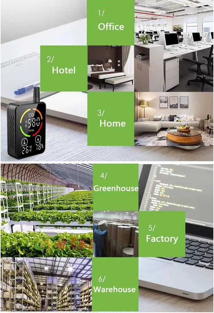 مانیتور YaBuy، مانیتور کیفیت هوا CO2 3 در 1 تستر دقیق CO2 دما رطوبت سنسور NDIR دستگاه تست غلظت دی اکسید کربن با آلارم