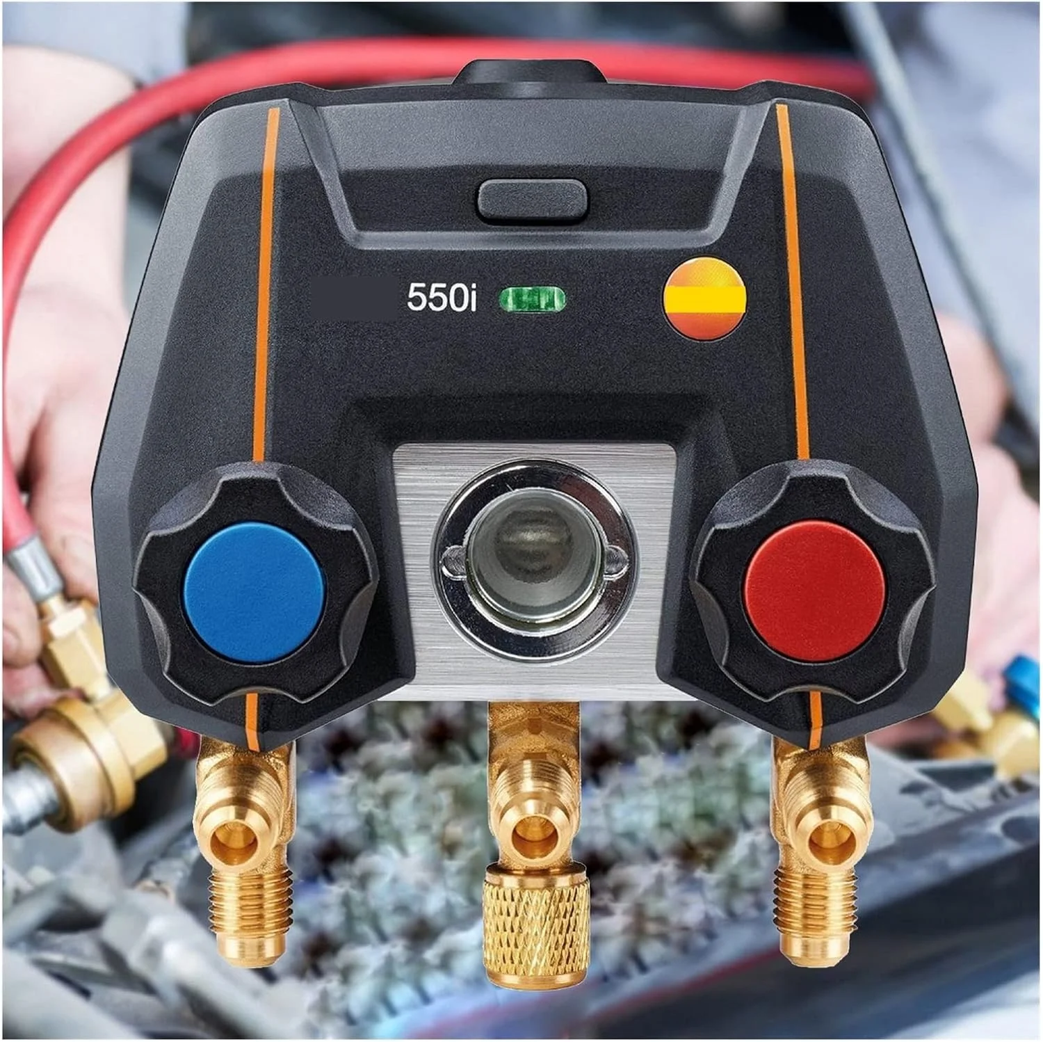 گیج منیفولد دیجیتال تبرید XYHIPO، کنترل شده توسط اپلیکیشن، 2 شیر، گیج فشار هوا، ابزار مانومتر سازگار با بلوتوث