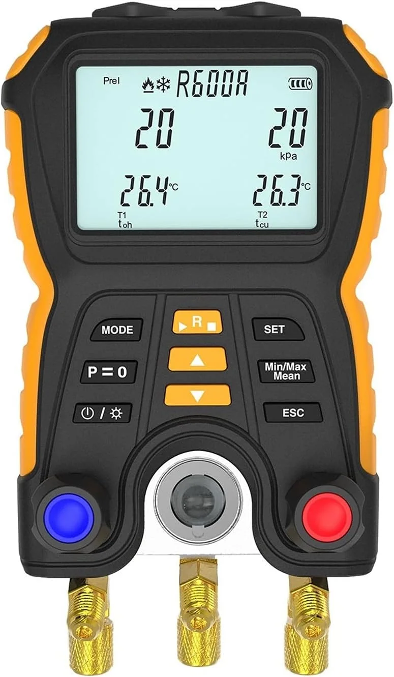 ابزار مانیفولد الکترونیکی XYHIPO HT-750، گیج فشار دیجیتال خلاء تهویه مطبوع به همراه فلومتر، محدوده اندازه گیری 0.1~5 (MPa)، مورد استفاده برای تبرید تهویه مطبوع ابزار مانیفولد الکترونیکی XYHIPO HT-750، گیج فشار دیجیتال خلاء تهویه مطبوع به همراه فلومتر، محدوده اندازه گیری 0.1~5 (MPa)، مورد استفاده برای تبرید تهویه مطبوع