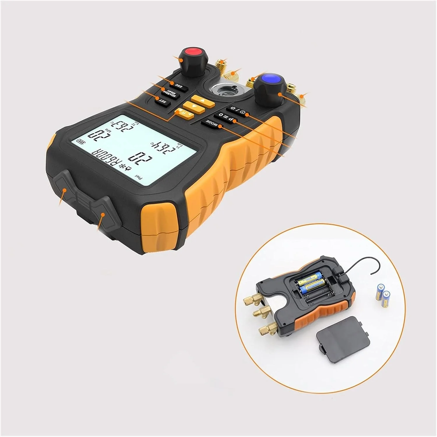 ابزار مانیفولد الکترونیکی XYHIPO HT-750، گیج فشار دیجیتال خلاء تهویه مطبوع به همراه فلومتر، محدوده اندازه گیری 0.1~5 (MPa)، مورد استفاده برای تبرید تهویه مطبوع ابزار مانیفولد الکترونیکی XYHIPO HT-750، گیج فشار دیجیتال خلاء تهویه مطبوع به همراه فلومتر، محدوده اندازه گیری 0.1~5 (MPa)، مورد استفاده برای تبرید تهویه مطبوع