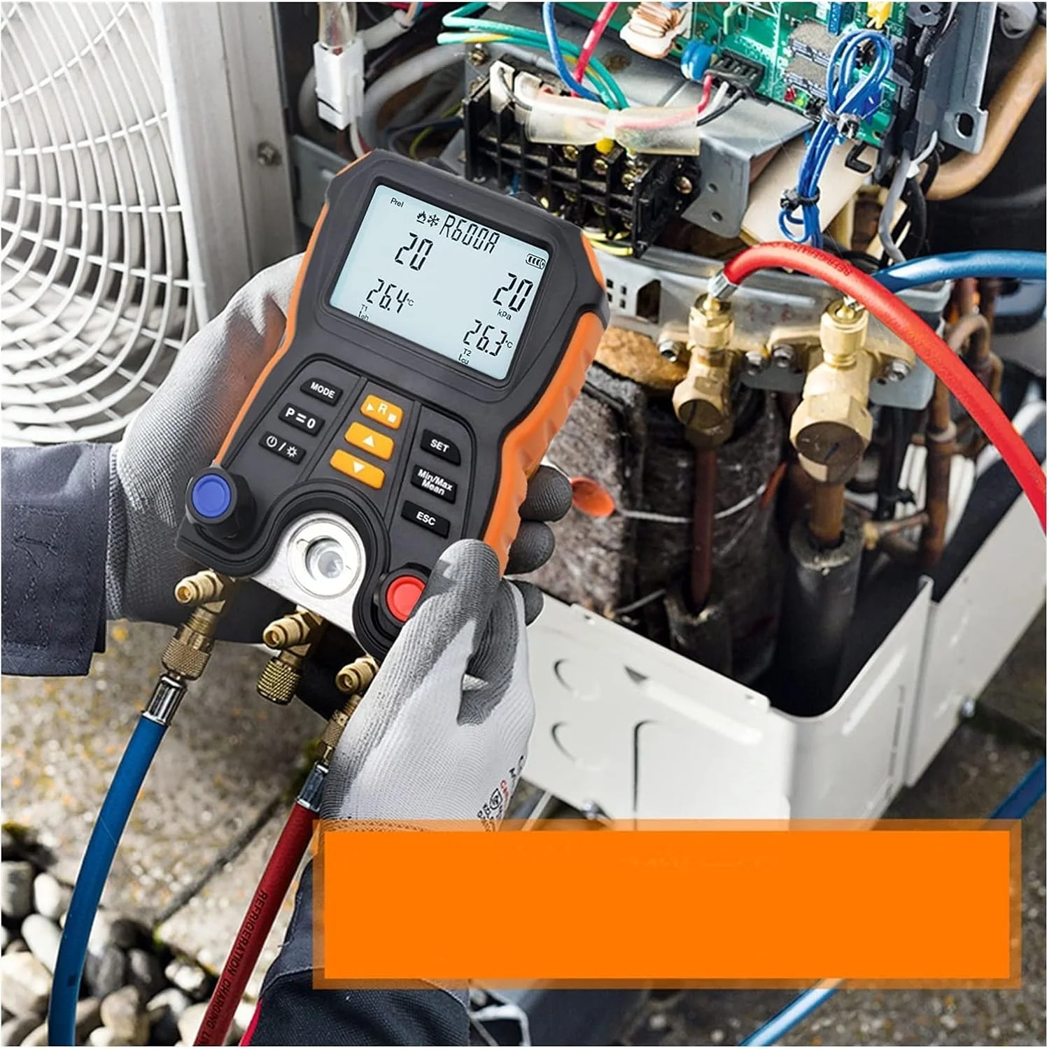 ابزار مانیفولد الکترونیکی XYHIPO HT-750، گیج فشار دیجیتال خلاء تهویه مطبوع به همراه فلومتر، محدوده اندازه گیری 0.1~5 (MPa)، مورد استفاده برای تبرید تهویه مطبوع ابزار مانیفولد الکترونیکی XYHIPO HT-750، گیج فشار دیجیتال خلاء تهویه مطبوع به همراه فلومتر، محدوده اندازه گیری 0.1~5 (MPa)، مورد استفاده برای تبرید تهویه مطبوع