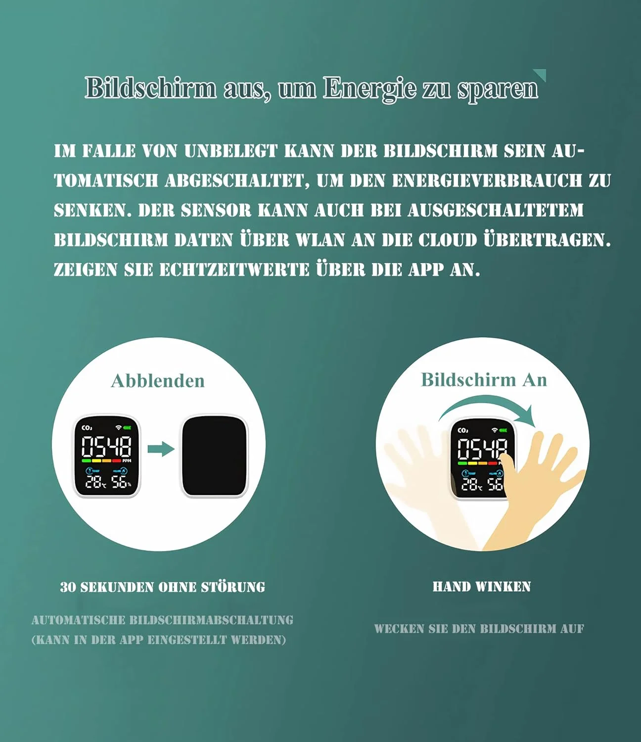 دستگاه سنجش CO2 مدل XIIW، مانیتور کیفیت هوای NDIR، ردیاب CO2 با قابلیت ذخیره انرژی و وای فای به همراه آلارم قابل حمل، دماسنج CO2 دیجیتال با قابلیت نمایش دما، رطوبت و میزان دی اکسید کربن مناسب برای خانه و محل کار