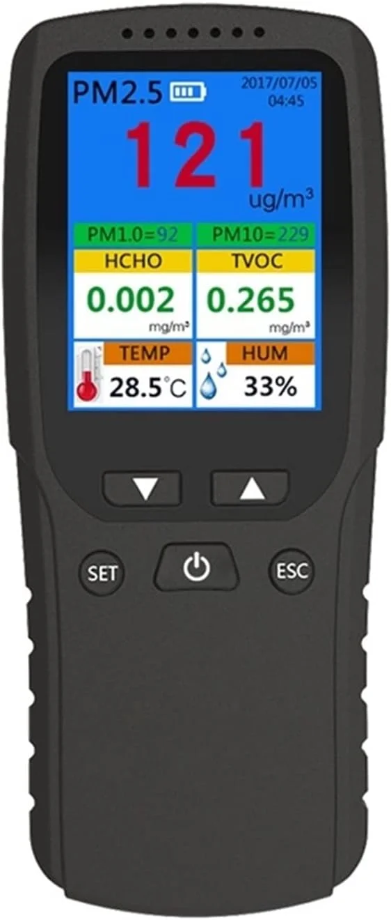 دستگاه سنجش کیفیت هوا WRQzxcv مدل 9 در 1 مناسب فضای داخلی و خارجی، PM2.5، PM1.0، PM10، HCHO، دتکتور، تستر، سنسور دما و رطوبت