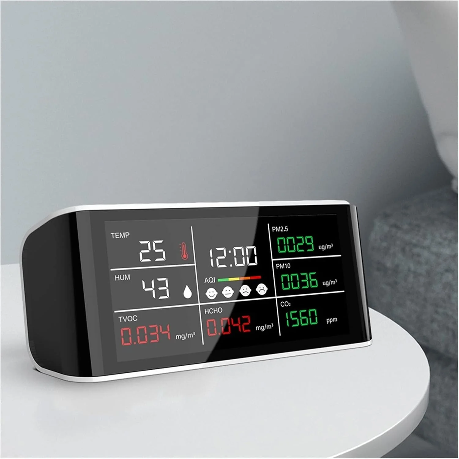 دستگاه سنجش کیفیت هوا WRQzxcv مدل DM69 PM1.0 PM2.5 PM10 CO2 فرمالدهید دما و رطوبت