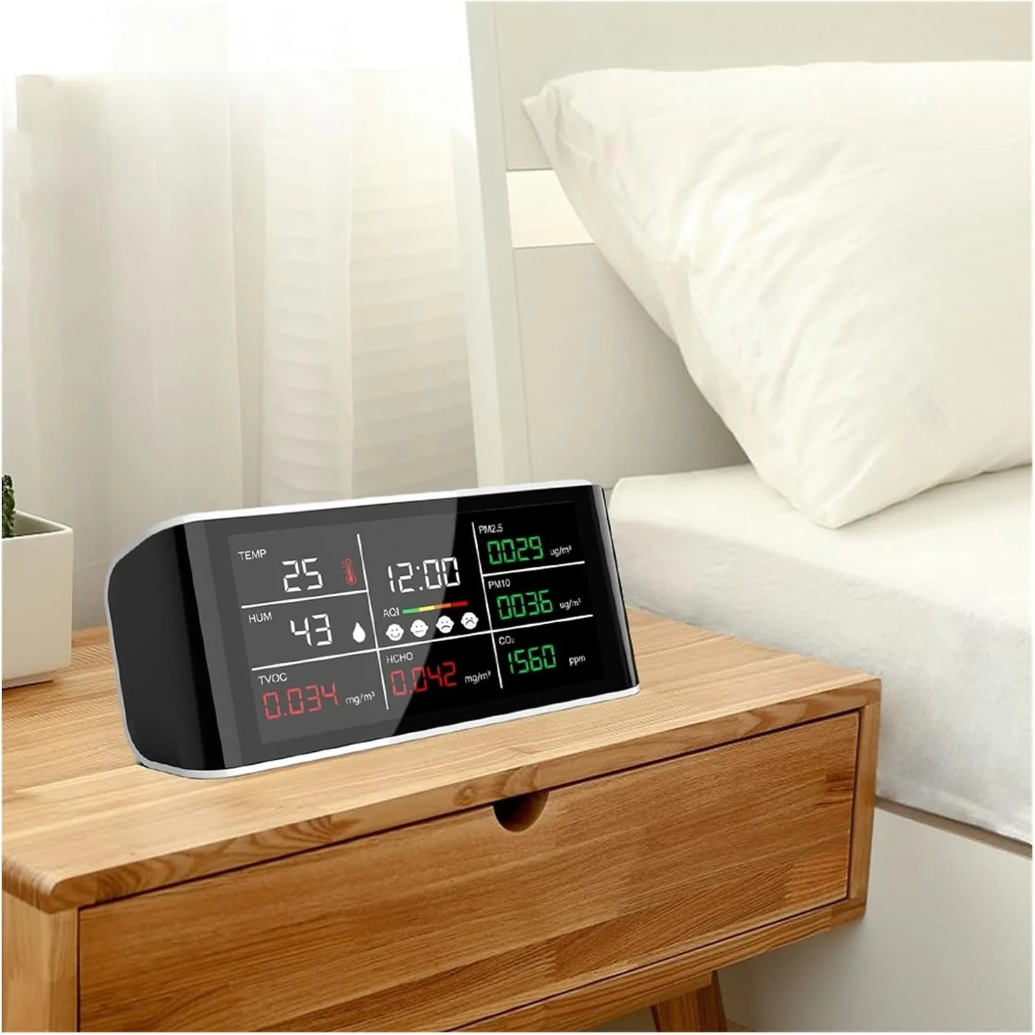 دستگاه سنجش کیفیت هوا WRQzxcv مدل DM69 PM1.0 PM2.5 PM10 CO2 فرمالدهید دما و رطوبت