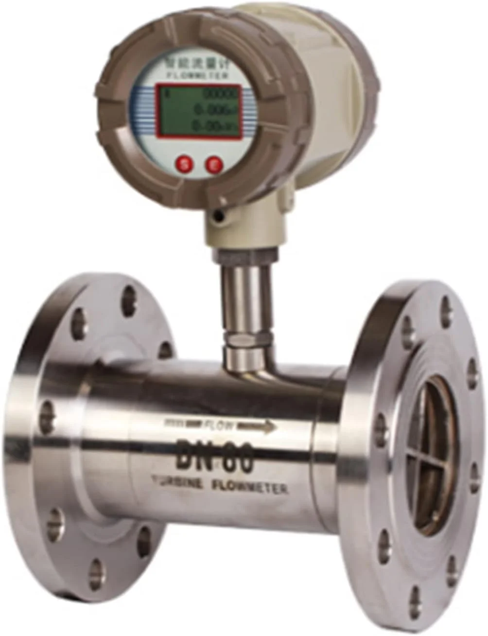 فلومتر آب، مقیاس جریان توربین DN80، DN32، DN100، DN50، فلومتر توربین DC24 با خروجی پالس/اتصال فلنج (DN80)