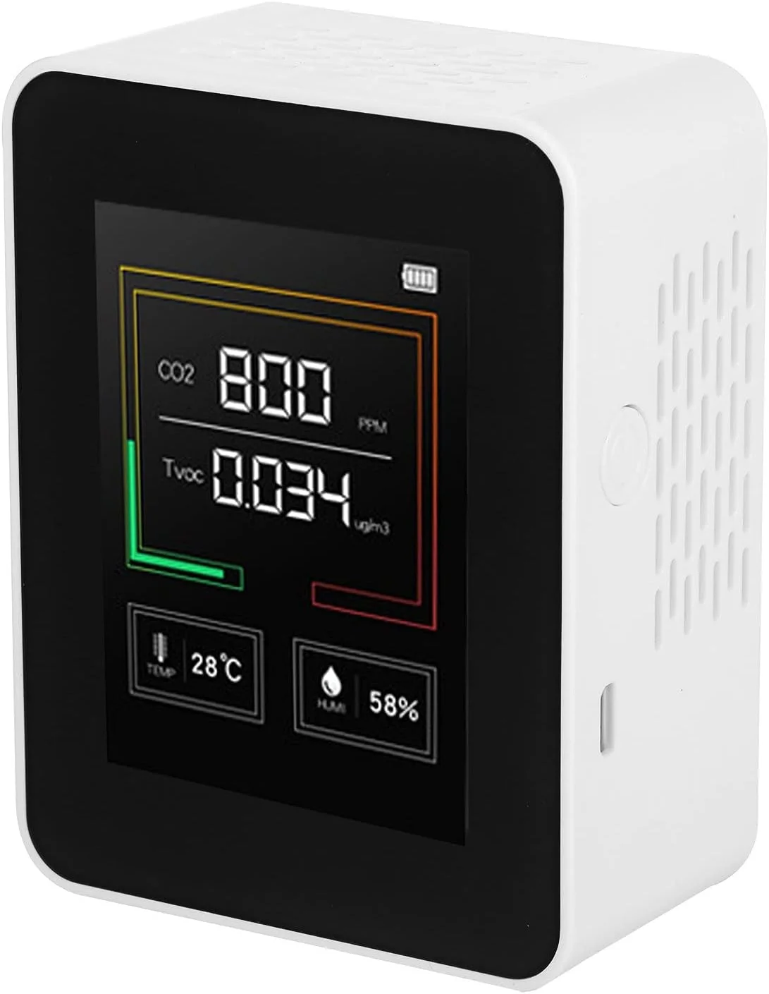 دستگاه سنجش کیفیت هوا WildCard India، مانیتور CO2، TVOC، دماسنج و رطوبت سنج، ردیاب دی اکسید کربن با عملکرد هشدار، رومیزی، ردیاب گاز هوا در زمان واقعی برای خانه، دفتر، مهد کودک، مدرسه دستگاه سنجش کیفیت هوا WildCard India، مانیتور CO2، TVOC، دماسنج و رطوبت سنج، ردیاب دی اکسید کربن با عملکرد هشدار، رومیزی، ردیاب گاز هوا در زمان واقعی برای خانه، دفتر، مهد کودک، مدرسه