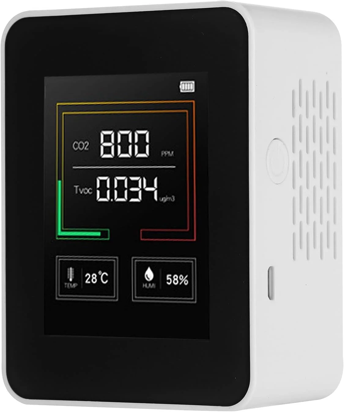 دستگاه سنجش کیفیت هوا WildCard India، مانیتور CO2، TVOC، دماسنج و رطوبت سنج، ردیاب دی اکسید کربن با عملکرد هشدار، رومیزی، ردیاب گاز هوا در زمان واقعی برای خانه، دفتر، مهد کودک، مدرسه دستگاه سنجش کیفیت هوا WildCard India، مانیتور CO2، TVOC، دماسنج و رطوبت سنج، ردیاب دی اکسید کربن با عملکرد هشدار، رومیزی، ردیاب گاز هوا در زمان واقعی برای خانه، دفتر، مهد کودک، مدرسه