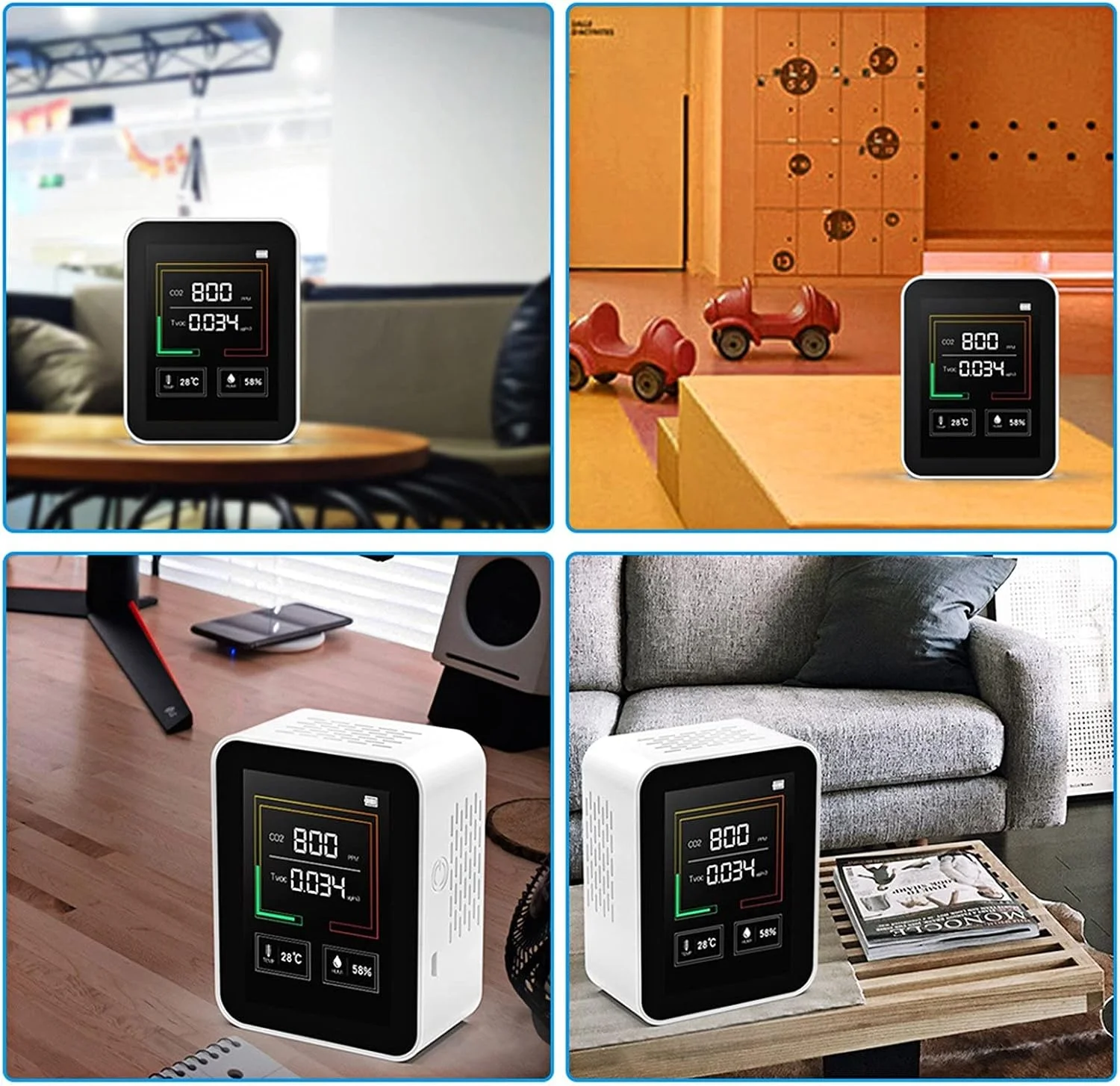 دستگاه سنجش کیفیت هوا WildCard India، مانیتور CO2، TVOC، دماسنج و رطوبت سنج، ردیاب دی اکسید کربن با عملکرد هشدار، رومیزی، ردیاب گاز هوا در زمان واقعی برای خانه، دفتر، مهد کودک، مدرسه دستگاه سنجش کیفیت هوا WildCard India، مانیتور CO2، TVOC، دماسنج و رطوبت سنج، ردیاب دی اکسید کربن با عملکرد هشدار، رومیزی، ردیاب گاز هوا در زمان واقعی برای خانه، دفتر، مهد کودک، مدرسه