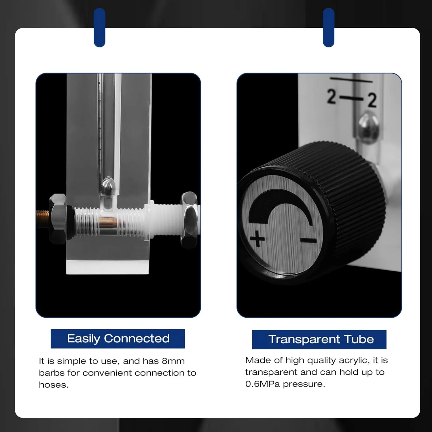فلومتر والفرانت 2-20 لیتر در دقیقه اکریلیک هوا گاز با شیر کنترل برای اندازه گیری و کنترل گاز