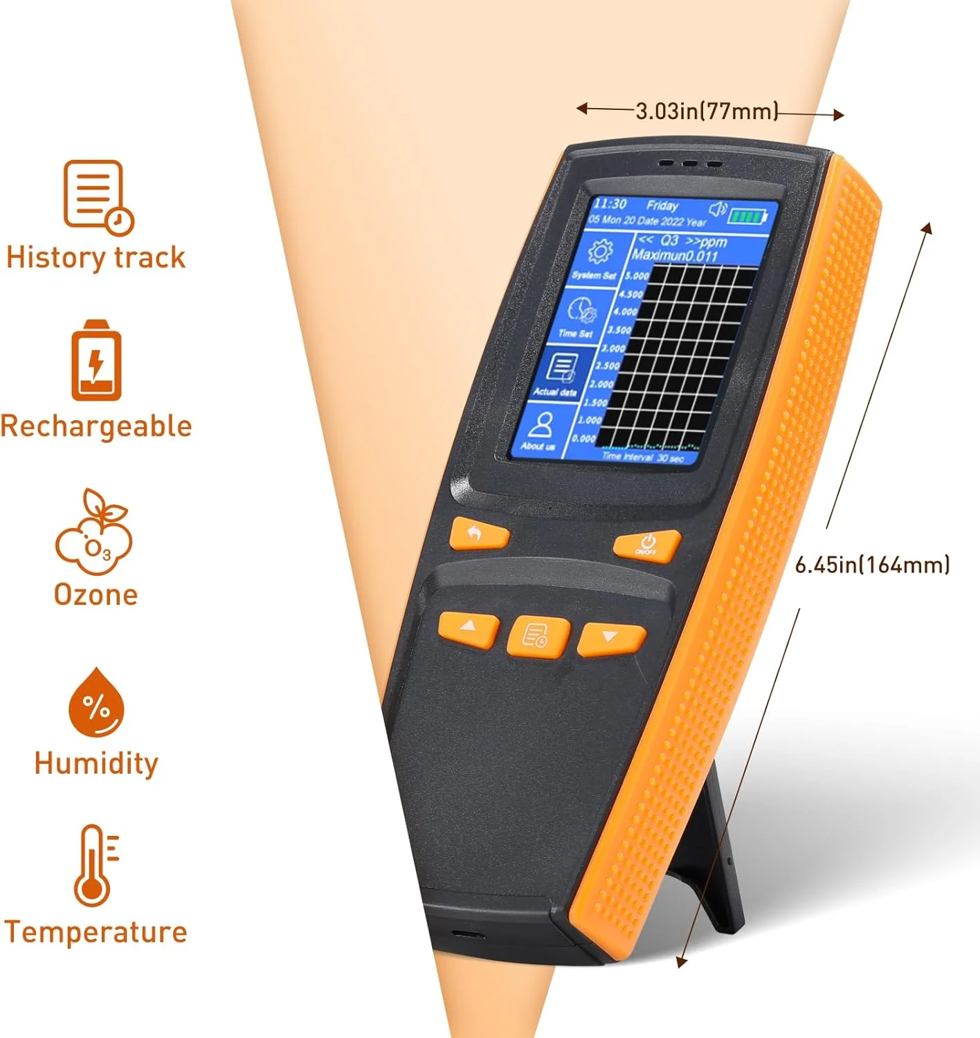 دستگاه تشخیص ازن VISLONE، مانیتور کیفیت هوا O3، دستگاه تست گاز، سنسور هوشمند خانگی داخلی، مانیتور آلودگی