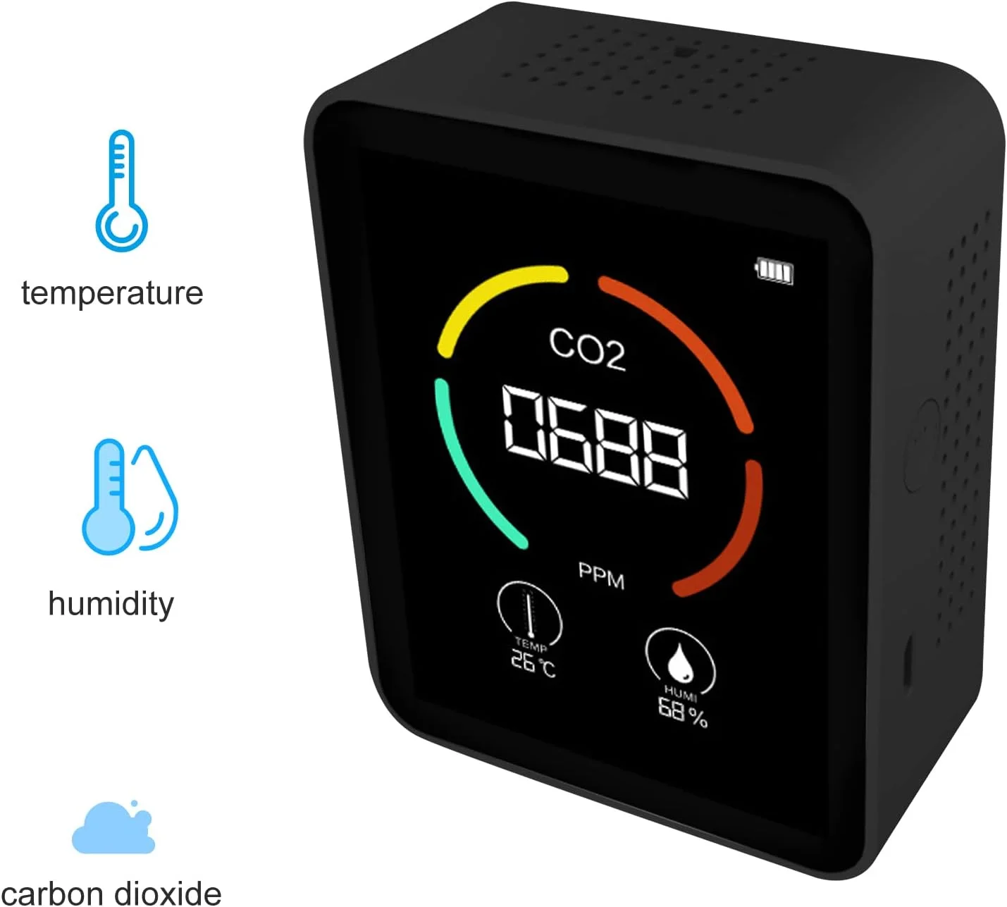 دستگاه سنجش کیفیت هوا وینستینگ، مانیتور دی اکسید کربن، دماسنج دیجیتال 3 در 1 برای تست دما، رطوبت و دی اکسید کربن دستگاه سنجش کیفیت هوا وینستینگ، مانیتور دی اکسید کربن، دماسنج دیجیتال 3 در 1 برای تست دما، رطوبت و دی اکسید کربن