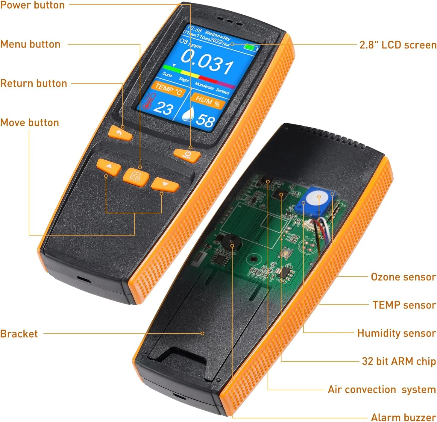 دستگاه تشخیص ازن VISLONE، مانیتور کیفیت هوا O3، دستگاه تست گاز، سنسور هوشمند خانگی داخلی، مانیتور آلودگی
