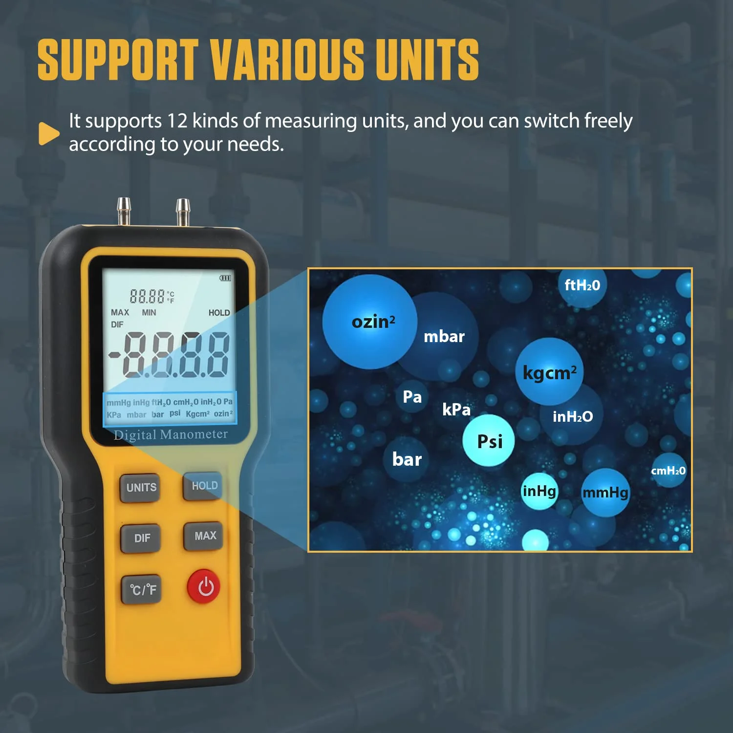 مانومتر دیجیتال VKALTUL - تستر فشار گاز، تست دما و فشار HVAC مانومتر دیجیتال VKALTUL - تستر فشار گاز، تست دما و فشار HVAC
