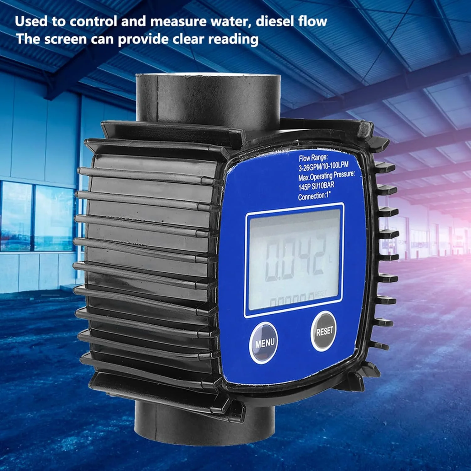 فلومتر دیجیتال VELATEMOR، فلومتر با دقت بالا با نمایشگر دیجیتال، رزوه داخلی 1 اینچ، تکرارپذیری: ±0.3%