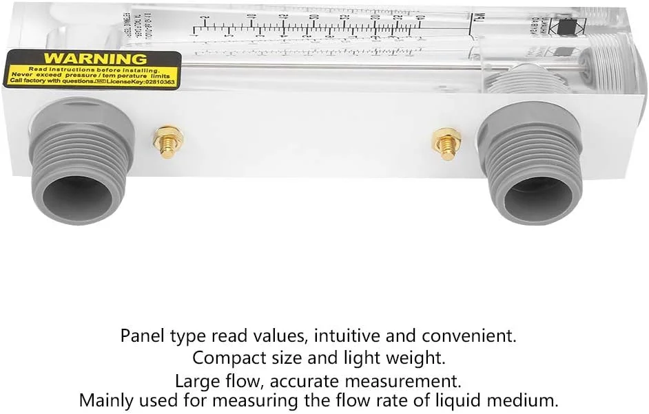 فلومتر اکریلیک VELATEMOR LZM-25، دبی سنج مایع 1-10GPM، طراحی لوله ای، دبی سنج مایع، نوع پنل دکمه ای، رابط رزوه ای، ZG1 خارجی