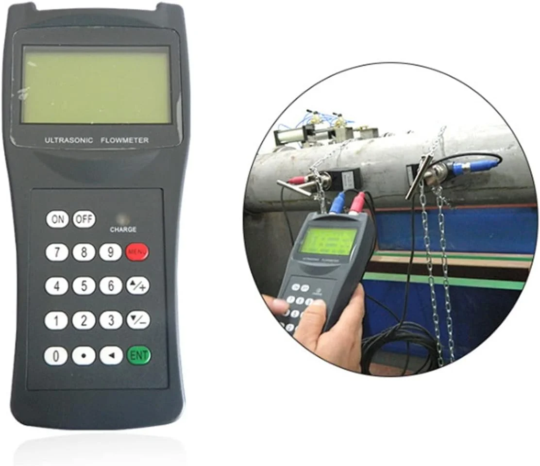 فلومتر التراسونیک ERTUUYD مدل TDS-100H، فلومتر التراسونیک دستی قابل حمل با سنسور گیره ای M2 DN50-700mm 0~160℃ (میزبان و Ts-2-ht)