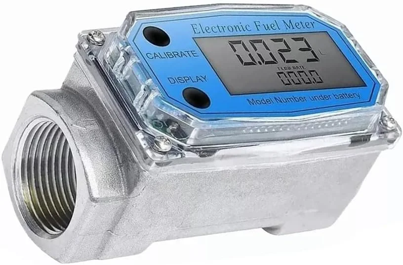 فلومتر دیجیتال توربینی 1 اینچی LCD با دقت ±1% و محدوده 10-100 لیتر در دقیقه برای گازوئیل، بنزین، نفت سفید، آب و غیره از HELEMIY