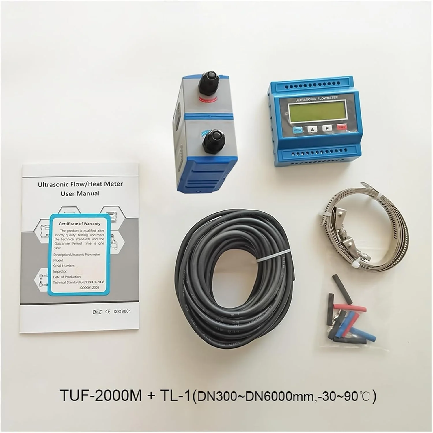 جریان سنج آب، TUF-2000M مقیاس جریان آب اولتراسونیک، TS-2/TM-1/TL-1 مقیاس جریان سیال دیجیتال مورد استفاده برای لوله های فلزی یا پلاستیکی PVC (میزبان به همراه TL-1-HT)