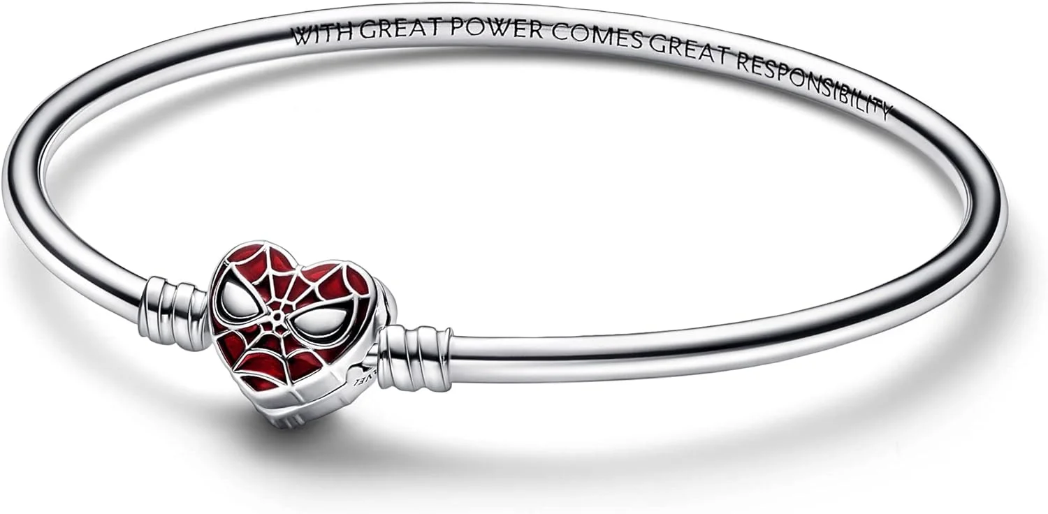 دستبند زنانه پاندورا طرح مرد عنکبوتی نقره‌ای 592324C01