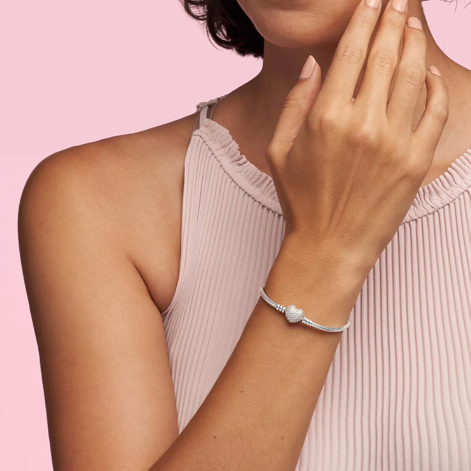 دستبند زنجیری ماری قفل قلبی نگیندار پاندورا آیکونز با قفل قلبی روکش طلای رزگلد 14 عیار و زیرکونیا دستبند زنجیری ماری قفل قلبی نگیندار پاندورا آیکونز با قفل قلبی روکش طلای رزگلد 14 عیار و زیرکونیا