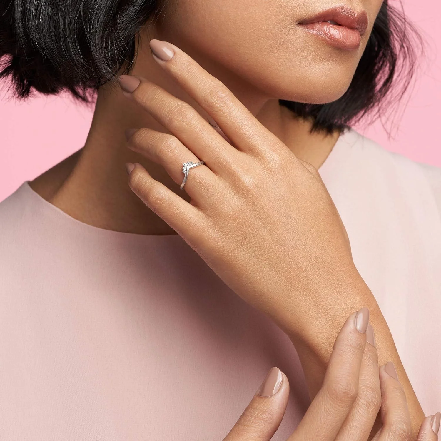 انگشتر نقره استرلینگ پاندورا مدل Tiara Wishbone با نگین زیرکونیا