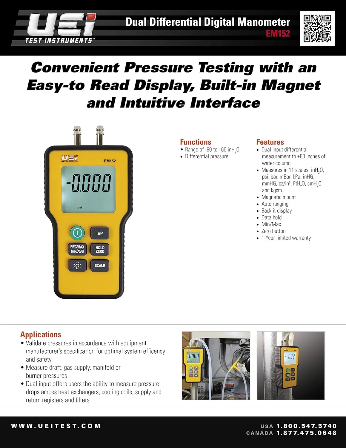 مانومتر دیجیتال دوگانه تفاضلی UEi Test Instruments EM152