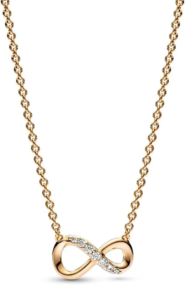 گردنبند قلب بی نهایت درخشان Pandora - دارای 3 طول قابل تنظیم - جواهرات خیره کننده برای زنان - نقره استرلینگ با زیرکونیا مکعبی شفاف - هدیه برای او - 19.7 اینچ