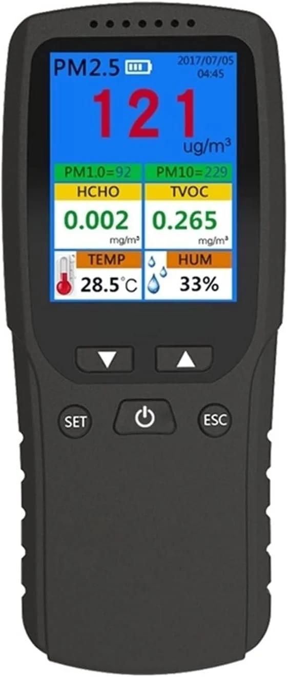 صفحه نمایش کیفیت هوا TTGLRT مدل 9 در 1 مناسب برای داخل و خارج از منزل، سنجش PM2.5، PM1.0، PM10، HCHO، دتکتور، تستر، سنسور دما و رطوبت