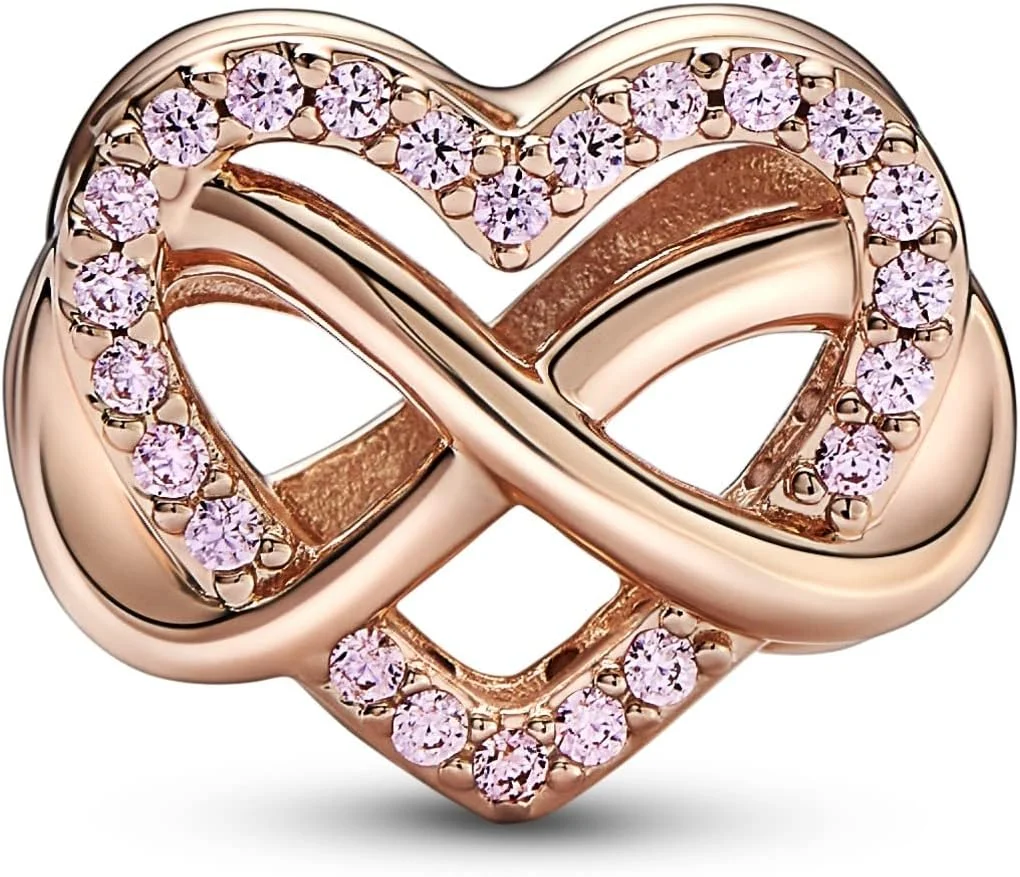 آویز پاندورا Moments طرح قلب ابدیت، نقره استرلینگ، با زیرکونیای کوبیک صورتی