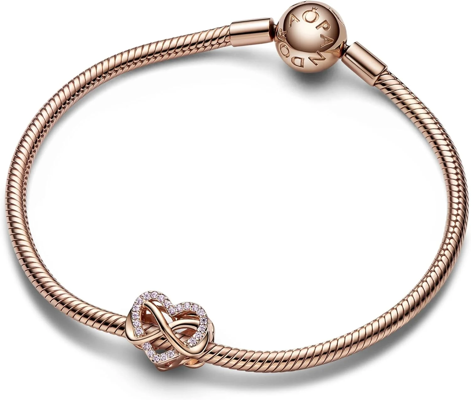 آویز پاندورا Moments طرح قلب ابدیت، نقره استرلینگ، با زیرکونیای کوبیک صورتی