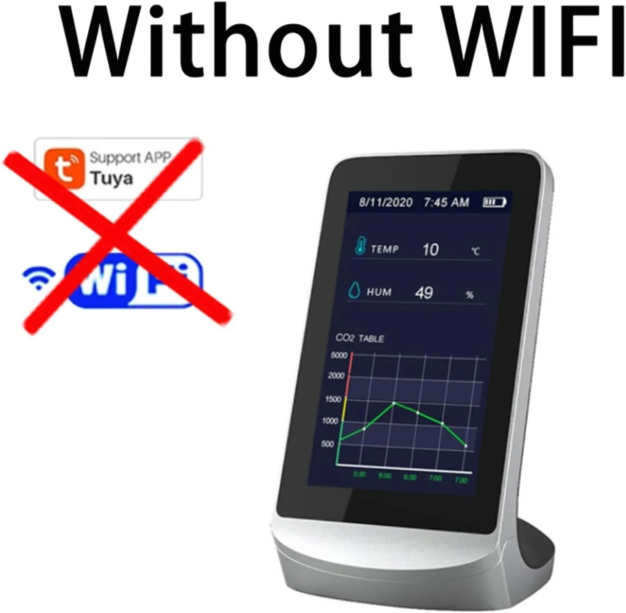 صفحه نمایش کیفیت هوا TTGLRT، CO2، WIFI، چند منظوره، آشکارساز هوای داخلی، صفحه نمایش کیفیت گاز TVOC، متر دی اکسید کربن CO2، آنالایزر USB (DM72 بدون Wifi)