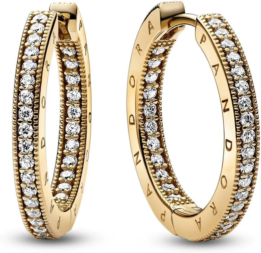 گوشواره های حلقه ای زنانه پاندورا سیگنیچر نقره استرلینگ با زیرکونیا مکعبی، 2.3 میلی متر