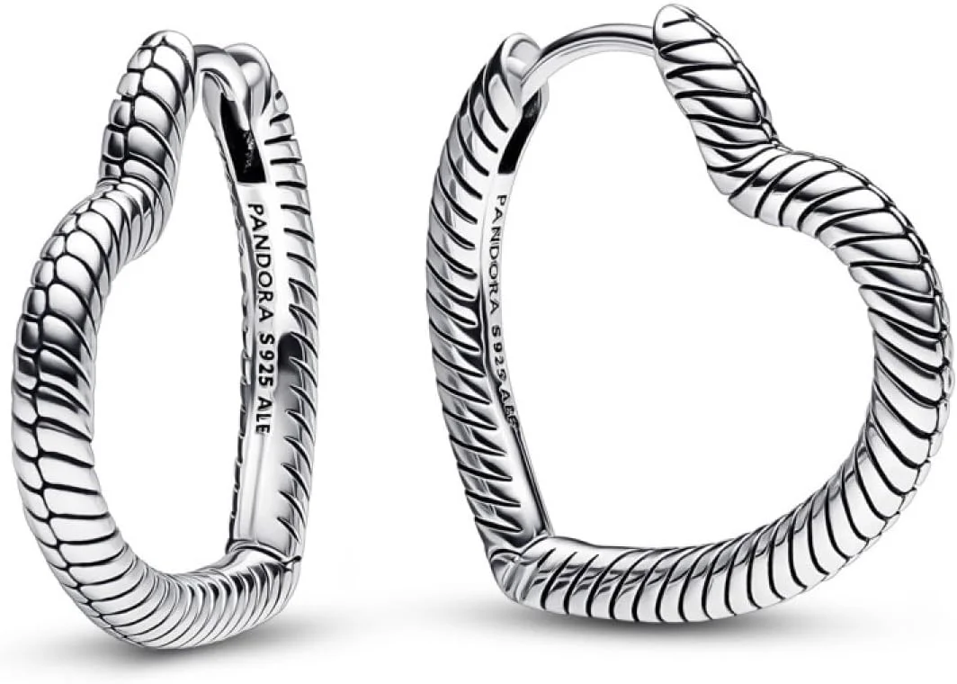 گوشواره های حلقه ای آویز قلب Pandora Moments