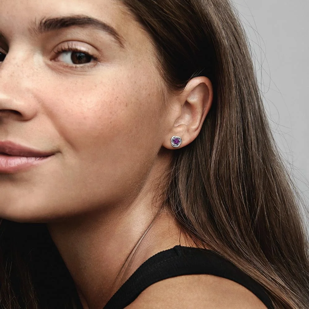 گوشواره های میخی نقره استرلینگ پاندورا با کریستال بنفش انگوری شیرین، سایز تک، نقره استرلینگ، بدون سنگ قیمتی گوشواره های میخی نقره استرلینگ پاندورا با کریستال بنفش انگوری شیرین، سایز تک، نقره استرلینگ، بدون سنگ قیمتی