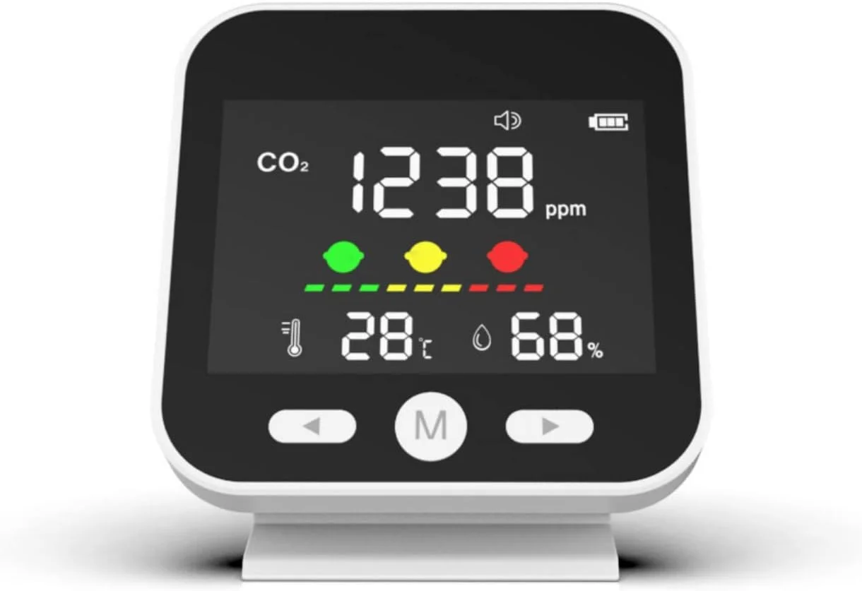 دستگاه تشخیص دی اکسید کربن TTGLRT با صفحه نمایش USB قابل شارژ، محدوده 400 تا 5000 ppm، دماسنج/رطوبت سنج