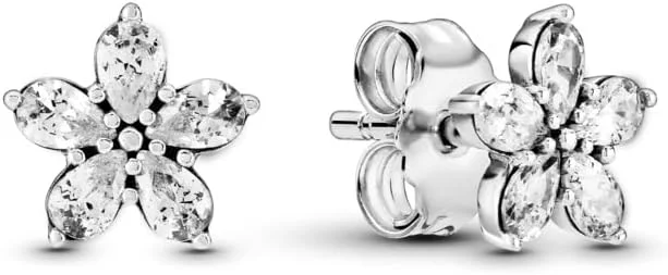 گوشواره های نقره ای دانه های برف درخشان Pandora Timeless