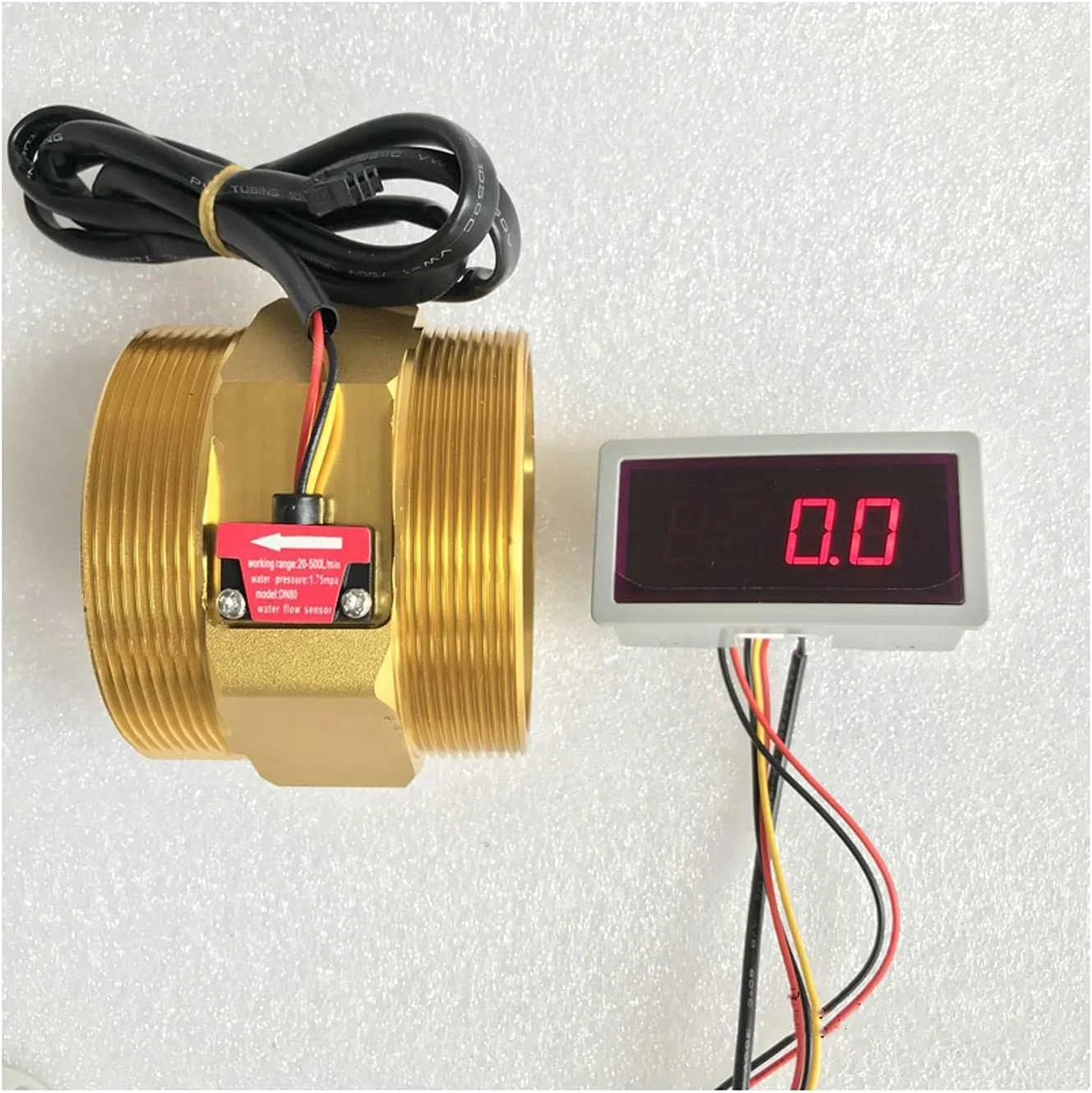 آلارمر فلومتر الکترونیکی TTGLRT با سنسور جریان آب اثر هال آلومینیومی 2-45 لیتر در دقیقه و آلارمر 110dB