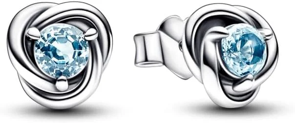 گوشواره های میخی نقره استرلینگ پاندورا با کریستال آبی دریایی